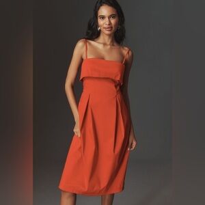 🆕 By Anthropologie Sleeveless Foldover Knee-Length Dress in Red SZ SM
